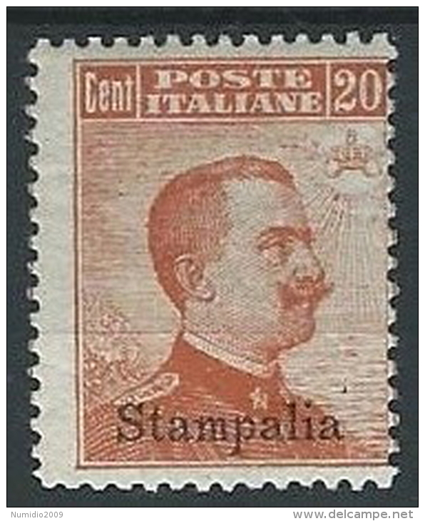1917 EGEO STAMPALIA EFFIGIE 20 CENT MH * - G025 - Aegean (Stampalia)