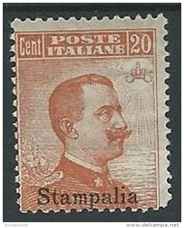 1921-22 EGEO STAMPALIA EFFIGIE 20 CENT MH * - G025 - Egée (Stampalia)