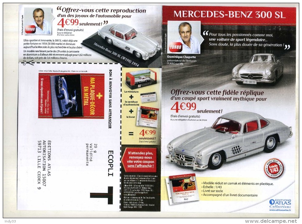 - FRANCE 2014 . CARTE REPONSE MERCEDES BENZ 300SL  . - Buste Risposta T