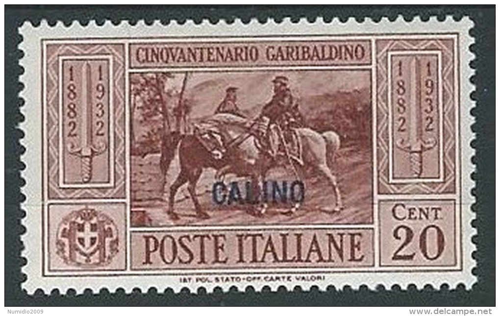 1932 EGEO CALINO GARIBALDI 20 CENT MH * - G032 - Egée (Calino)