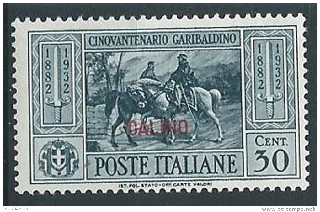 1932 EGEO CALINO GARIBALDI 30 CENT MH * - G033 - Egée (Calino)