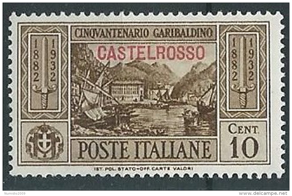 1932 EGEO CASTELROSSO GARIBALDI 10 CENT MH * - G033 - Castelrosso