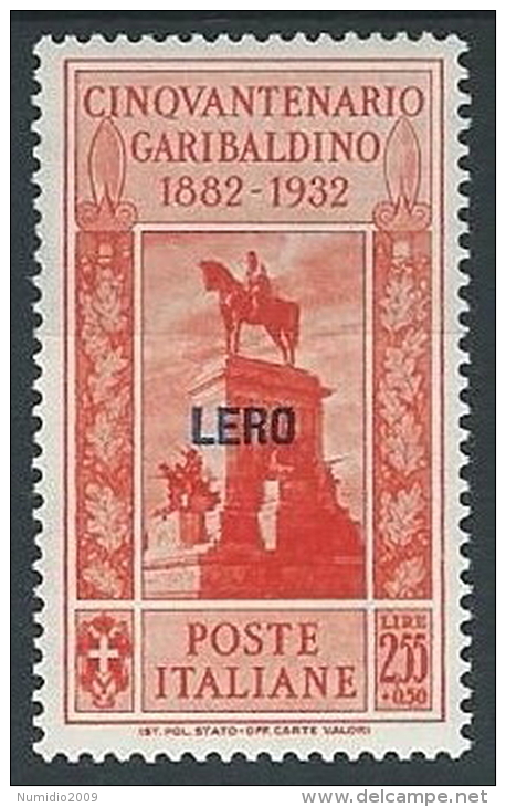 1932 EGEO LERO GARIBALDI 2,55 LIRE MH * - G036 - Egée (Lero)