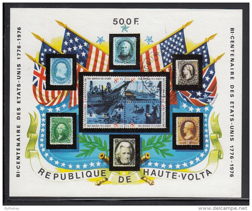 Upper Volta/Burkina Faso Used Scott #358 Souvenir Sheet 500fr US Stamps - American Bicentennial - Haute-Volta (1958-1984)