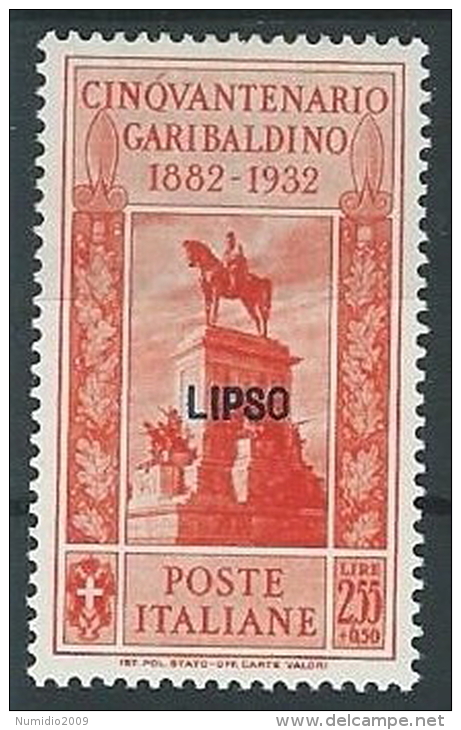 1932 EGEO LIPSO GARIBALDI 2,55 LIRE MH * - G036 - Ägäis (Lipso)