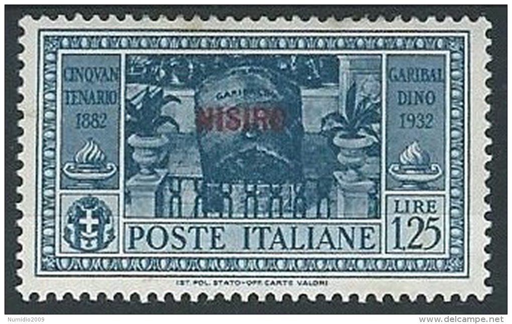1932 EGEO NISIRO GARIBALDI 1,25 LIRE MH * - G037 - Egée (Nisiro)