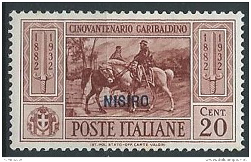 1932 EGEO NISIRO GARIBALDI 20 CENT MH * - G037 - Ägäis (Nisiro)
