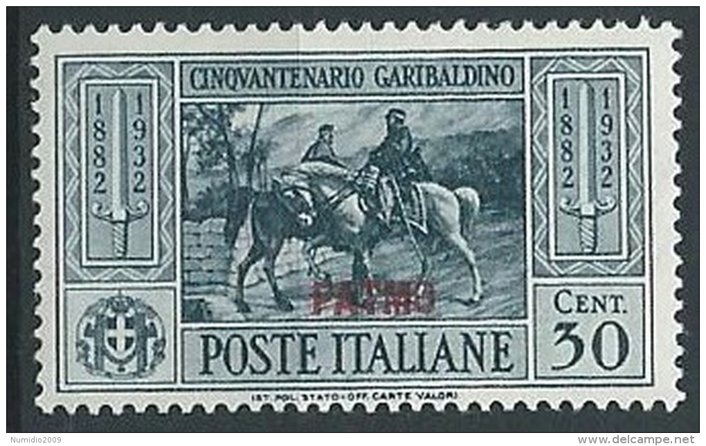 1932 EGEO PATMO GARIBALDI 30 CENT MH * - G038 - Egée (Patmo)