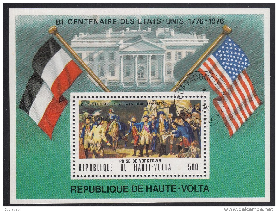 Upper Volta/Burkina Faso Used Souvenir Sheet 500fr Siege Of Yorktown - American Bicentennial - Haute-Volta (1958-1984)