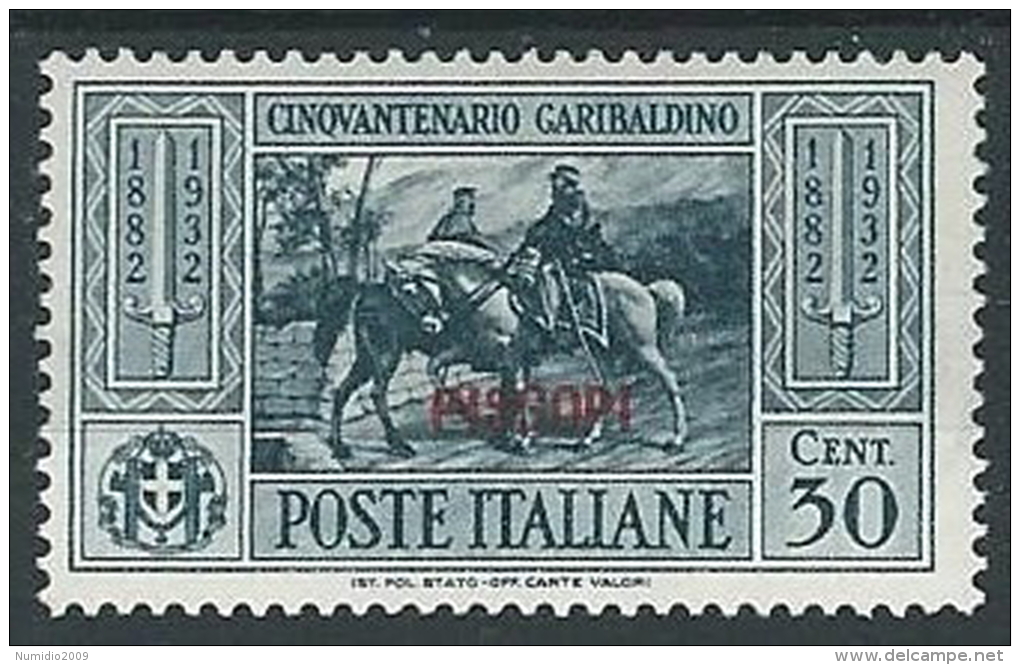 1932 EGEO PISCOPI GARIBALDI 30 CENT MH * - G038 - Ägäis (Piscopi)