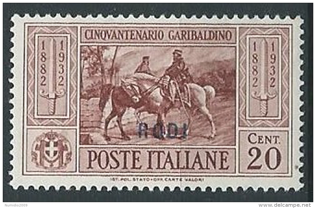 1932 EGEO RODI GARIBALDI 20 CENT MNH ** - G039 - Egée (Rodi)