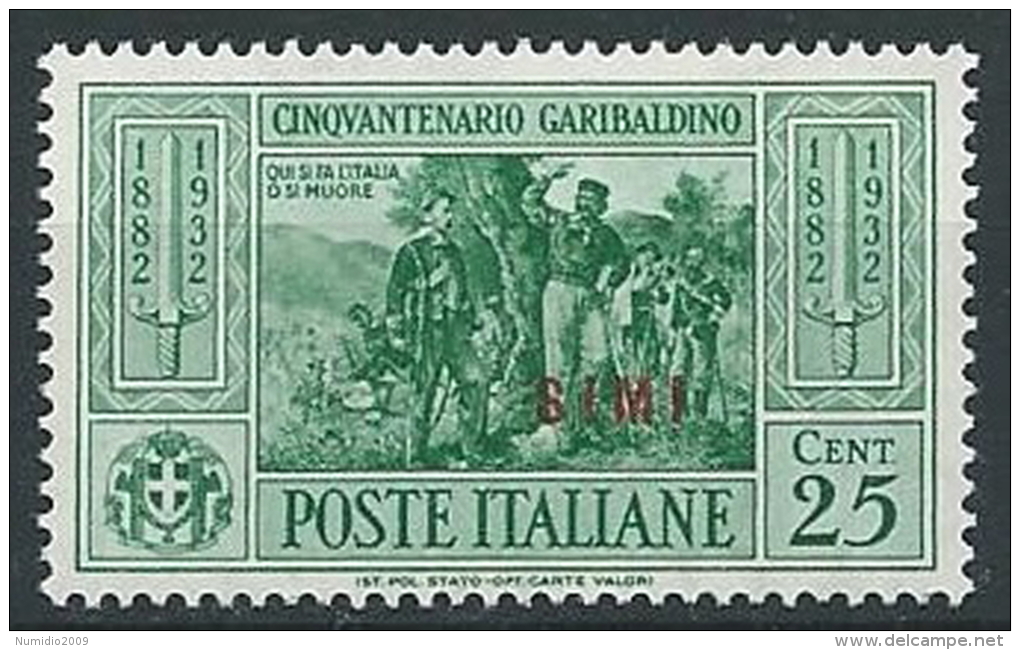 1932 EGEO SIMI GARIBALDI 25 CENT MNH ** - G040 - Ägäis (Simi)