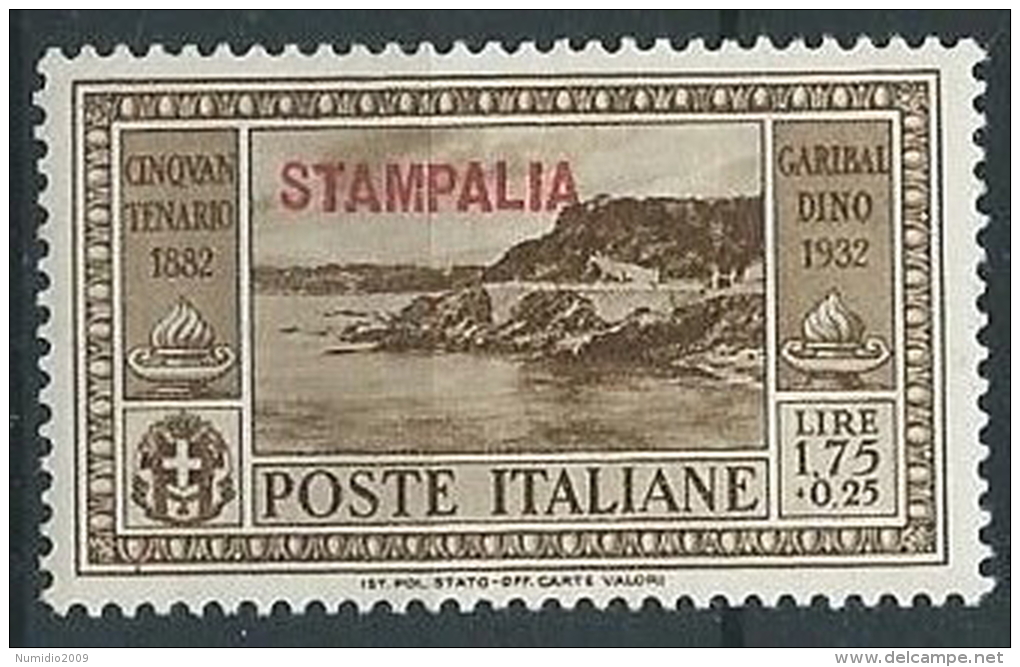 1932 EGEO STAMPALIA GARIBALDI 1,75 LIRE MH * - G041 - Egée (Stampalia)