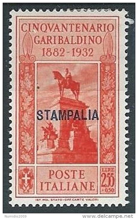 1932 EGEO STAMPALIA GARIBALDI 2,55 LIRE MH * - G042 - Aegean (Stampalia)