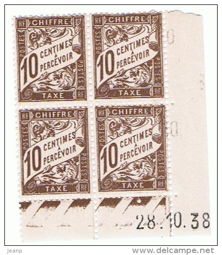 10c Brun Yvert France Taxe 29, A De A+B Du 28.10.38, ** - Postage Due