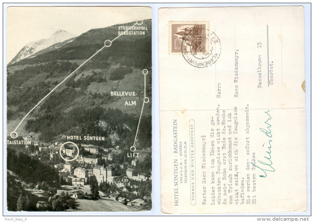 AK Salzburg 5640 Bad Gastein Badgastein Hotel Söntgen Desselbrunn Bellevue-Alm Österreich Austria Autriche Ansichtskarte - Bad Gastein