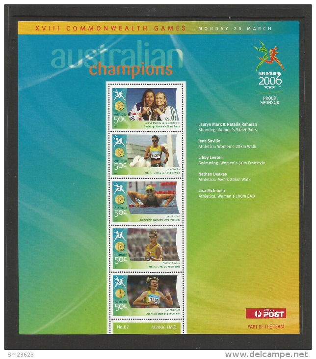 Australien 2006  Mi.Nr. 2573 / 77 , Sydney XVIII Commonwealth Games - Sheet Of 5 - Postfrisch / MNH / Mint / (**) - Neufs