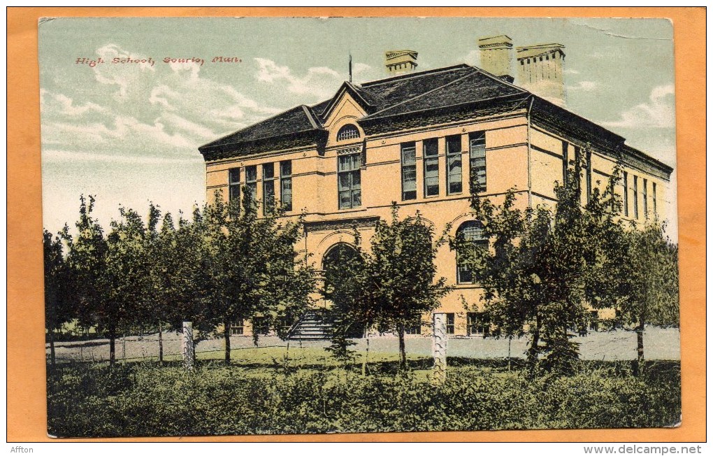 High School Souris Manitoba 1908 Postcard - Other & Unclassified
