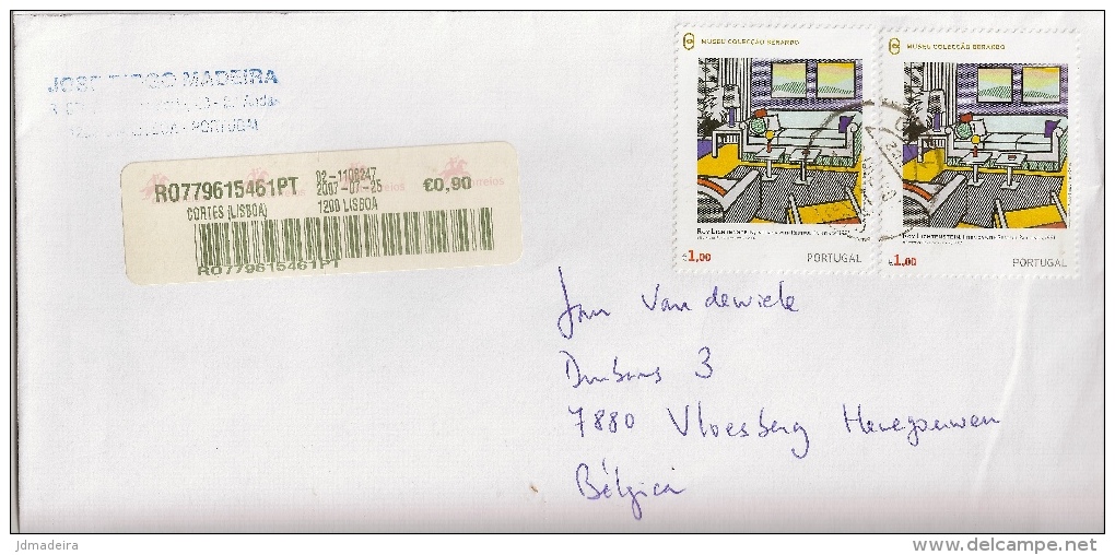 Portugal Cover With Roy Lichtenstein Stamps - Usado