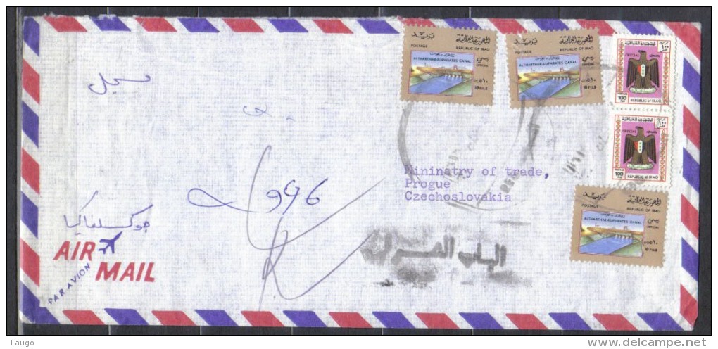 Irak  Long  Air  Cover Posted  1979 To Czechoslovakia Eufrat Canal M On Stamps - Iraq