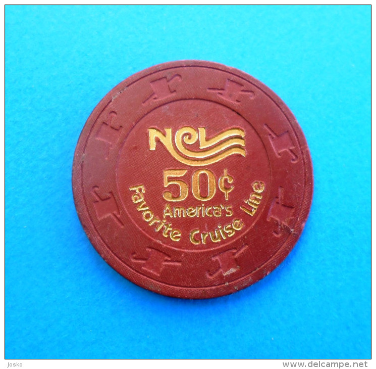 AMERICA'S FAVORITE CRUISE LINE 50c - Old Casino Token * Jeton Gettone Muestra - Casino