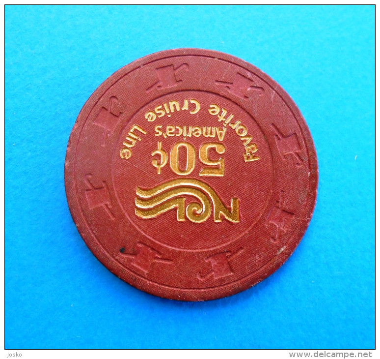 AMERICA'S FAVORITE CRUISE LINE 50c - Old Casino Token * Jeton Gettone Muestra - Casino