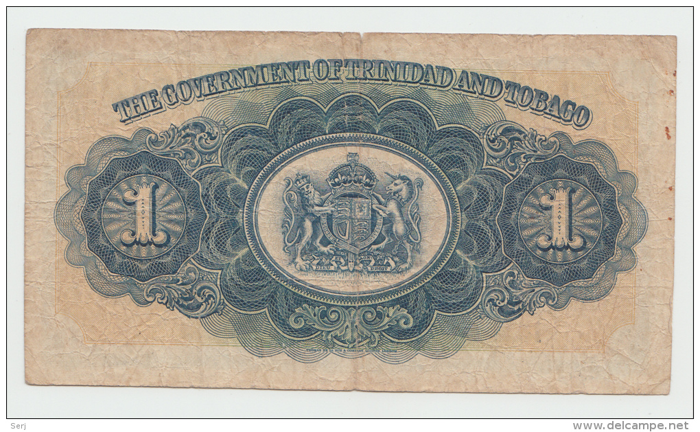 TRINIDAD &amp; TOBAGO 1 DOLLAR 1948 "F" RARE Banknote Pick 5d  5 D - Trindad & Tobago