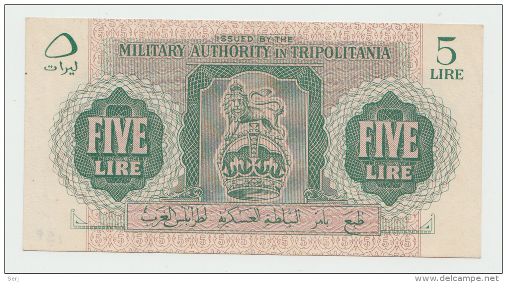 Libya Tripolitania 5 Lire 1943 XF P M3 - Libye