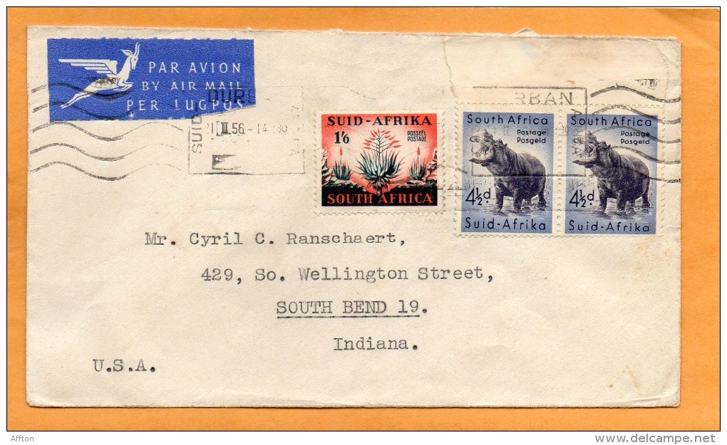 South Africa Old Cover Mailed To USA - Briefe U. Dokumente