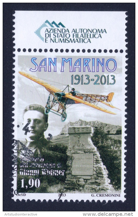 2013 SAN MARINO "CENTENARIO ATTERRAGGIO GIANNI WIDMER" SINGOLO ANNULLO PRIMO GIORNO - Used Stamps