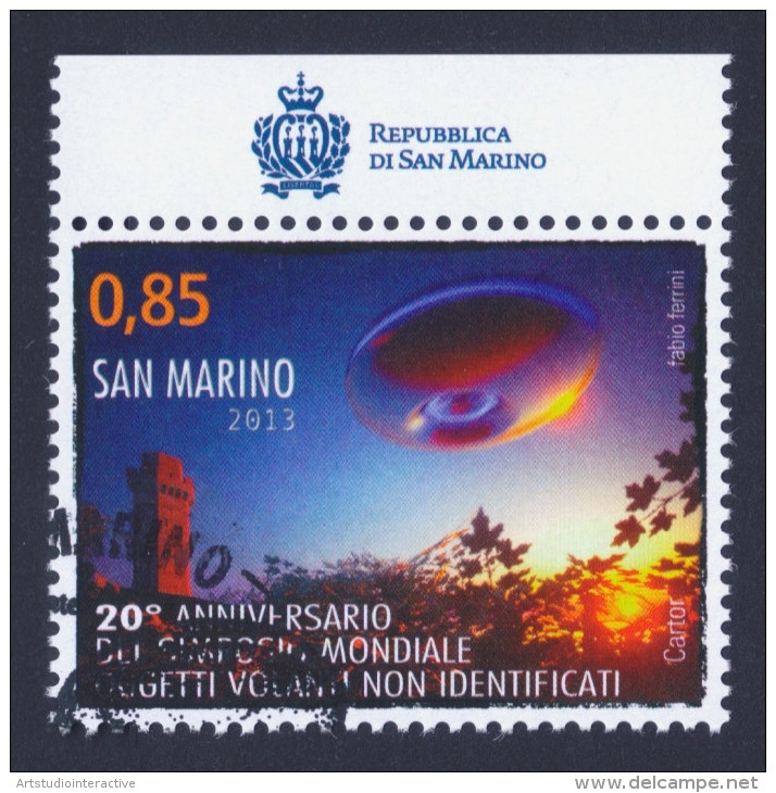 2013 SAN MARINO "20° ANNIVERSARIO SIMPOSIO MONDIALE UFO" SINGOLO ANNULLO PRIMO GIORNO - Used Stamps