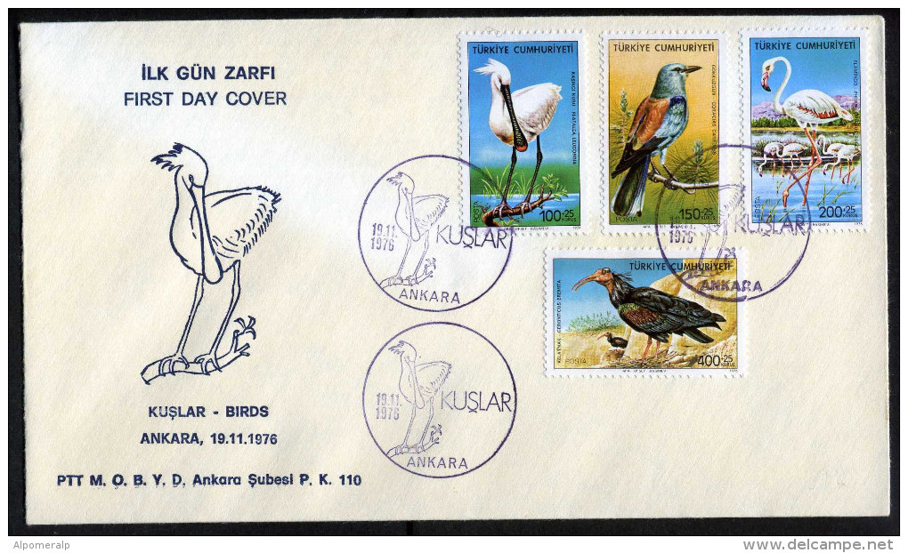 TURKEY 1976 FDC - Birds, Michel #2407-10; ISFILA #2799-02* - FDC