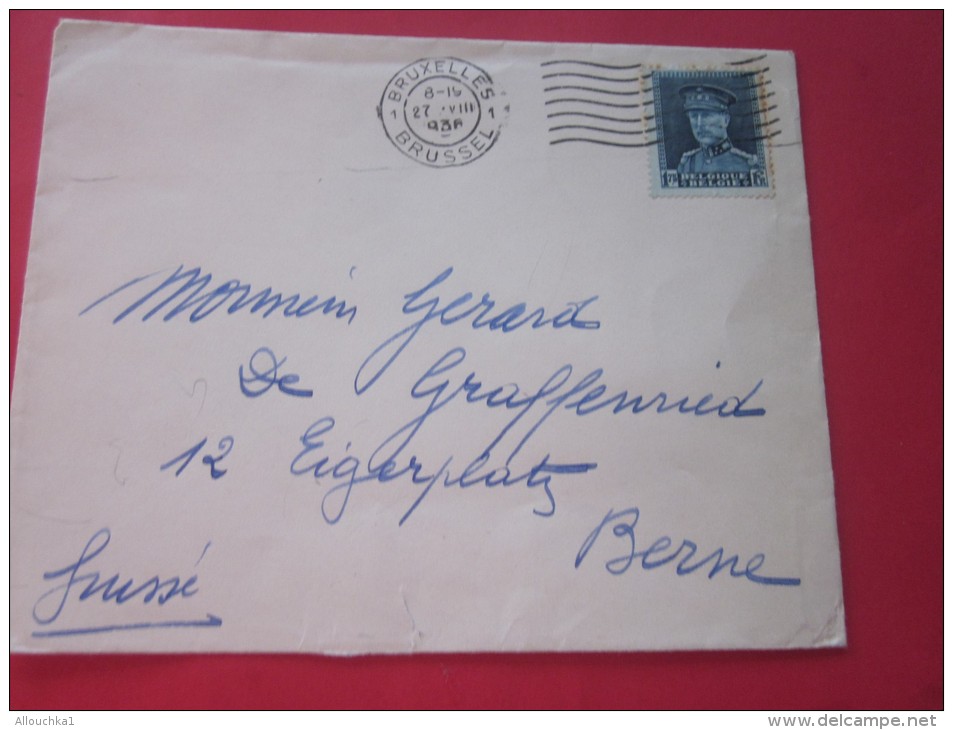 27 Août 1936 Bruxelles Brussell Belgique Belgie Lettre Letter Cover  -&gt; Bern Berne  Suisse - Postmarks - Lines: Distributions