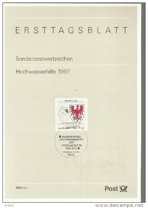 ALEMANIA DOCUMENTO PRIMER DIA BONN ESCUDO BRANDENBURGO - Otros & Sin Clasificación