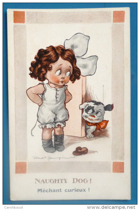Cpa Litho Illustrateur FRED SPURGIN Enfant FILLE ET CHIEN CURIEUX Serie GIRLIE 531 Ecrite - Spurgin, Fred