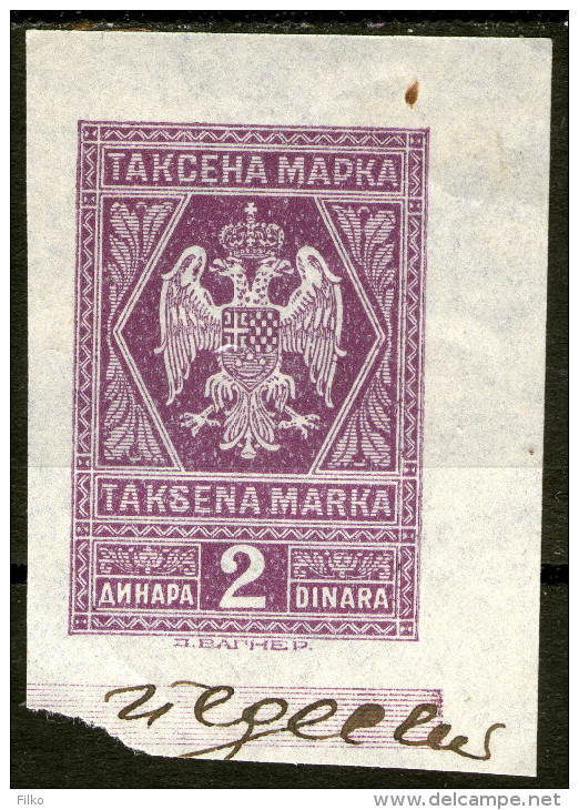 Yugoslavia Revenue Stationery,cca.1935,cut Squer Of  "PRIZNANICA"  -2 Dinara ,   " D. Vagner ",used,as Scan - Officials