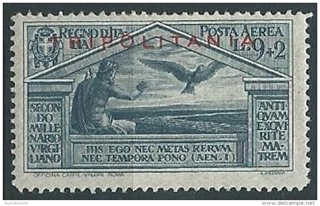 1930 TRIPOLITANIA POSTA AEREA VIRGILIO 9 LIRE MH * - G084 - Tripolitania