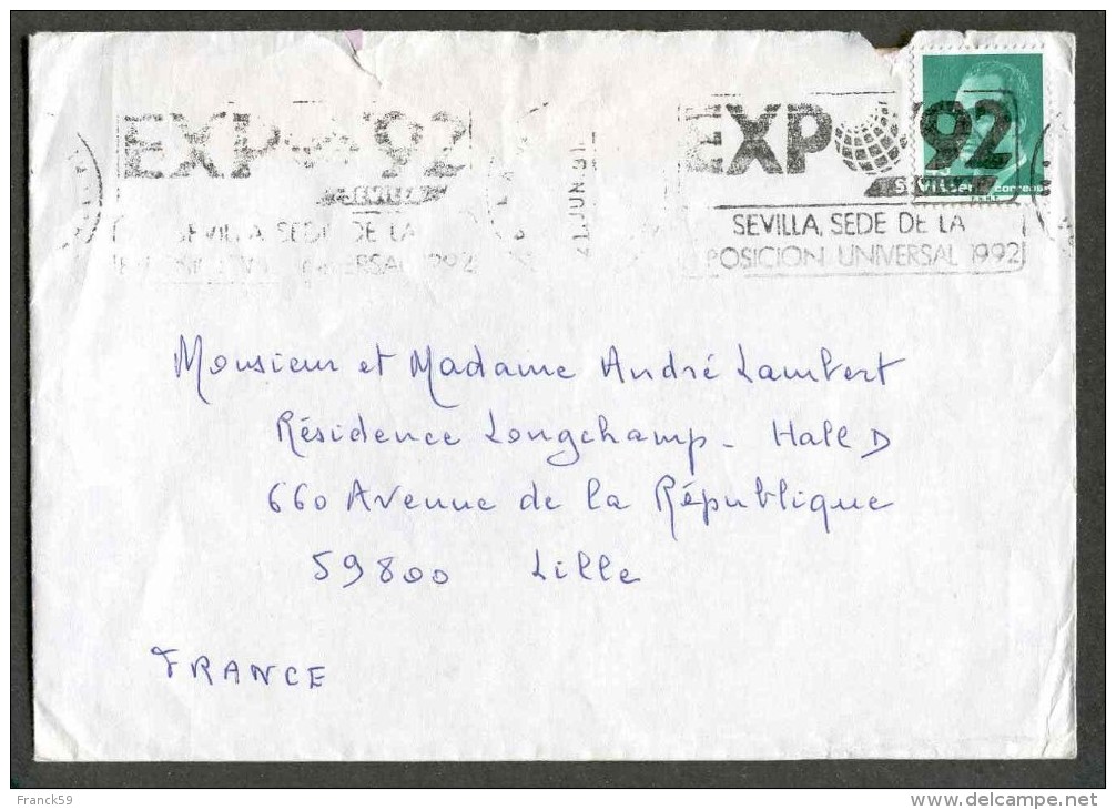 LETTRE D´ESPAGNE A DESTINATION DE LA FRANCE QUI A TRANSITEE PAR LA SUEDE - VOIR CACHET AU VERSO - Crash Post