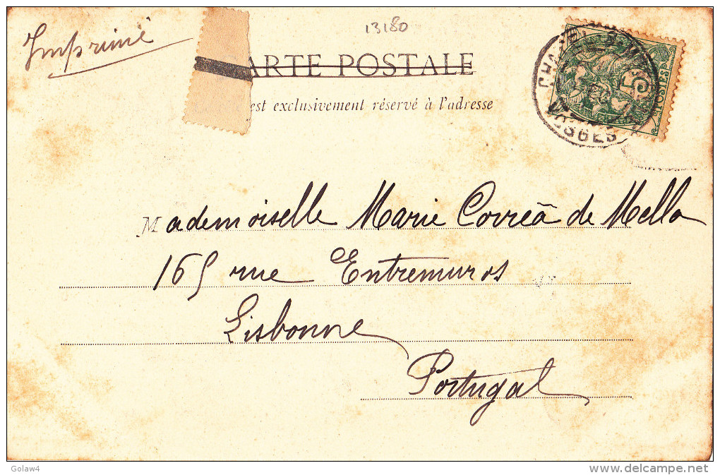 13180# LES HAUTES VOSGES SCIERIE VOSGIENNE 1901 Obl CHATEL SUR MOSELLE Pour LISBONNE LISBOA PORTUGAL - Chatel Sur Moselle