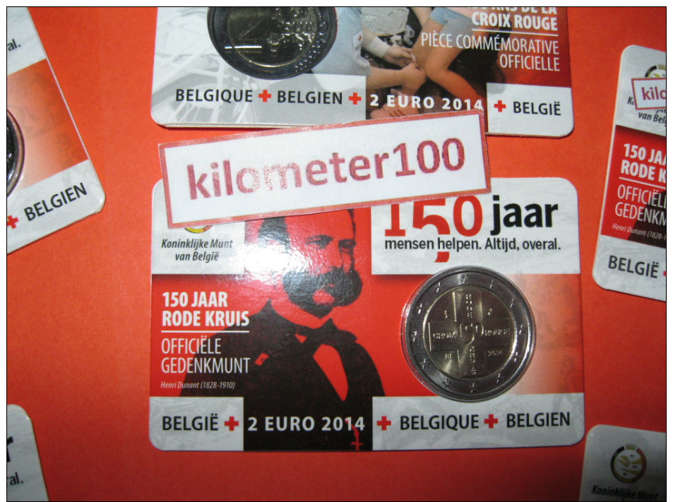 2 EUR 2014 - BELGIE UNC - 150 Jaar Rode Kruis In België In Coincard - Belgique