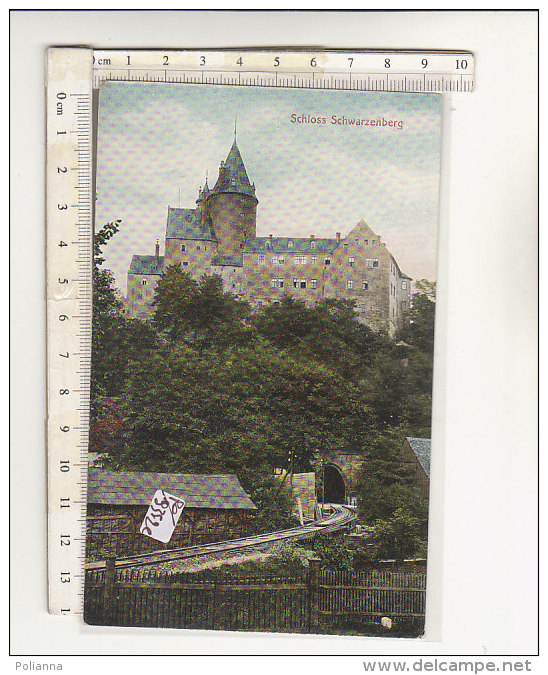 PO9352C# GERMANIA - GERMANY - SCHWARZENBERG - SCHLOSS - FERROVIA - TUNNEL - Acquerellata  No VG - Schwarzenberg (Erzgeb.)