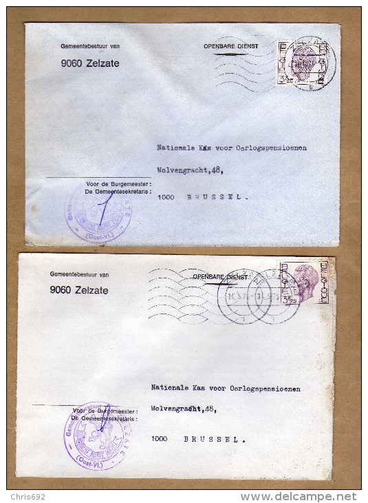 2 Enveloppes Brief Cover Elström Gemeentebestuur Van Zelzate - Briefe U. Dokumente