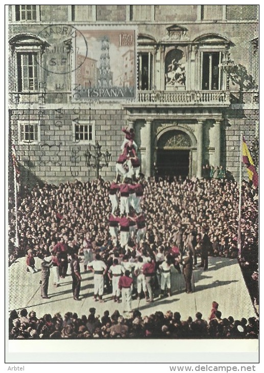 ESPAÑA TARJETA CASTELLERS CATALUÑA FIESTA - Otros & Sin Clasificación