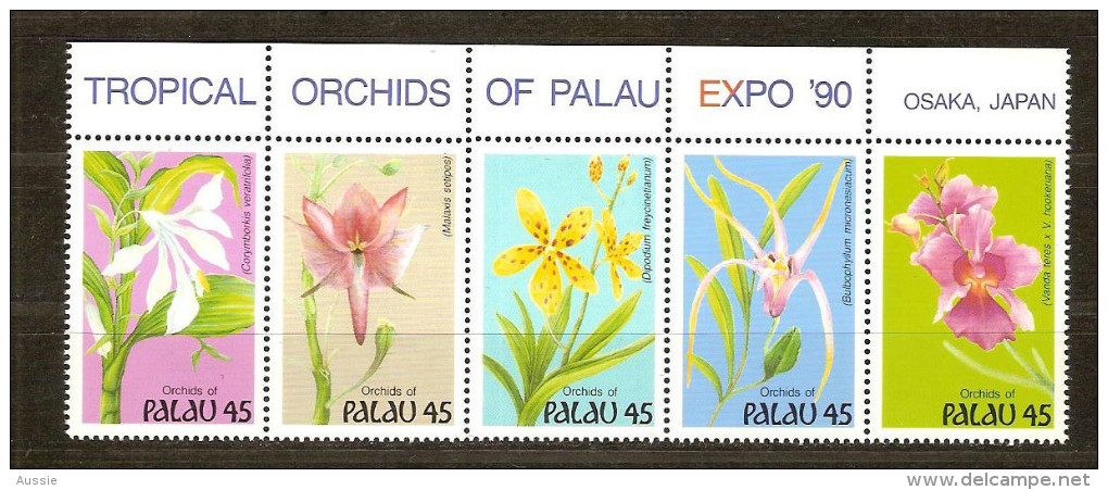 Palau 1990  Yvertn° 320-24 *** MNH  Cote 8,75 Euro  Flore Bloemen Orchidées Flowers - Palau