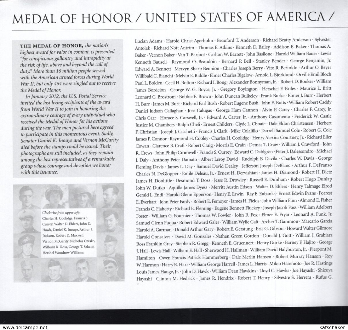 292127326 2013 SCOTT 4822 4823 (XX)  POSTFRIS MINT NEVER HINGED POSTFRISCH EINWANDFREI - MEDALS OF HONOR FOLIO - Nuevos