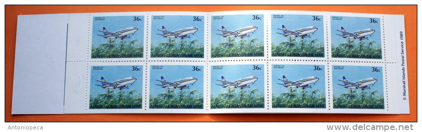 Marshall Islands #C22a Booklet Comp Mnh Cv $3.00 Airplanes - Marshallinseln