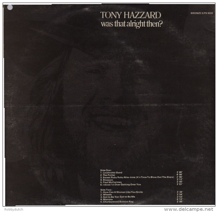 * LP *  TONY HAZZARD - WAS THAT ALRIGHT THEN? (England 1973 Rare!!!) - Country En Folk