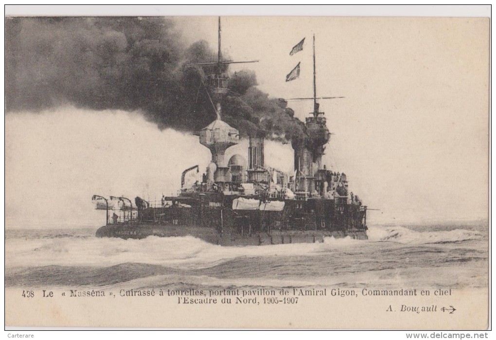 Cpa,navire De Guerre,le Mésséna,cuirassé A Tourelles,amiral Gigon,1905-1907 - Krieg
