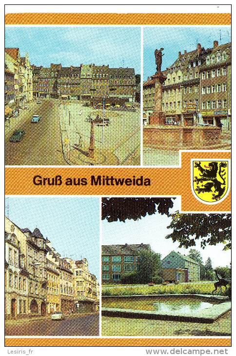 CP - PHOTO - GRUSS AUS MITTWEIDA - MULTIVUES - MARKT - FRIEDENSBRUNNEN AUF DEM MARKT - ROCHLITZER STRASSE MIT RATHAUS - - Mittweida