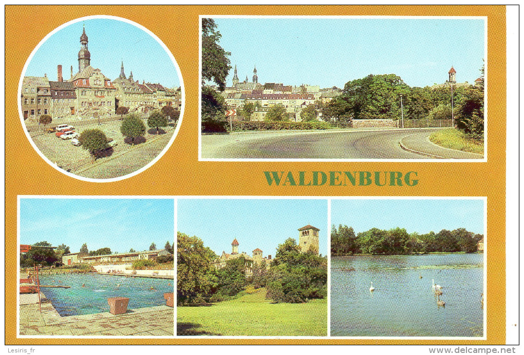 CP - PHOTO -  WALDENBURG - MULTIVUES - MARK - TEILANSICHT - FREIBAD - SCHLOSS JETZT KLINIK FUR TUBERKULOSE UND LUNGENKRA - Waldenburg (Sachsen)